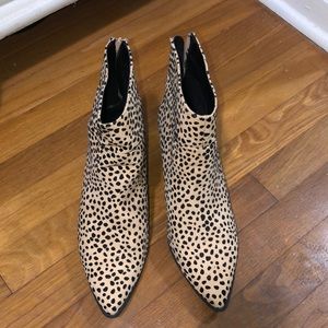 Qupid, cheetah print booties, very low heel